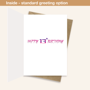 Standard greeting inside 13th birthday card synthwave bth344