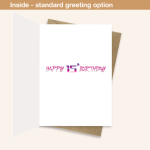 Standard greeting inside 15th birthday card synthwave bth346