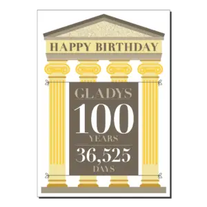 100th birthday card roman architecture name statistics bb081