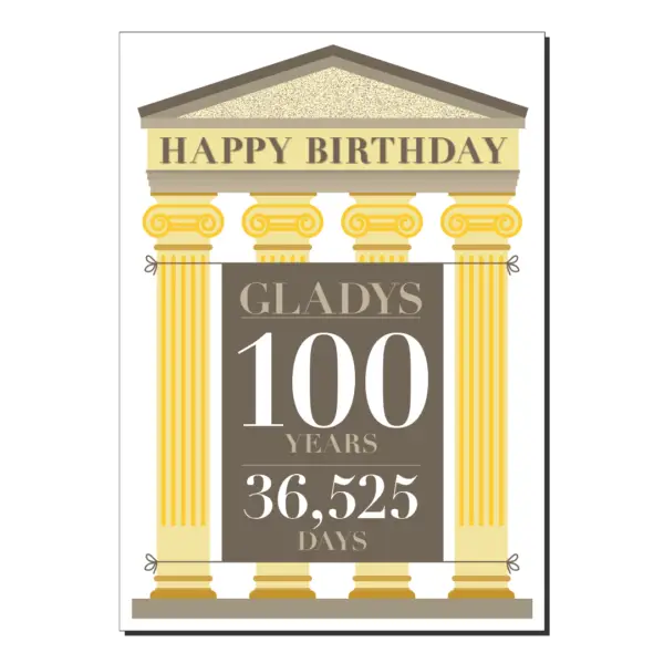 100th birthday card roman architecture name statistics bb081