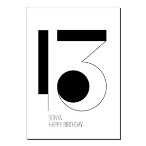 13th birthday card minimalist bb073