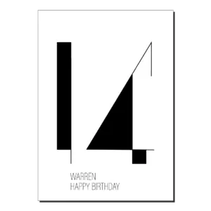 14th birthday card minimalist with name bb074