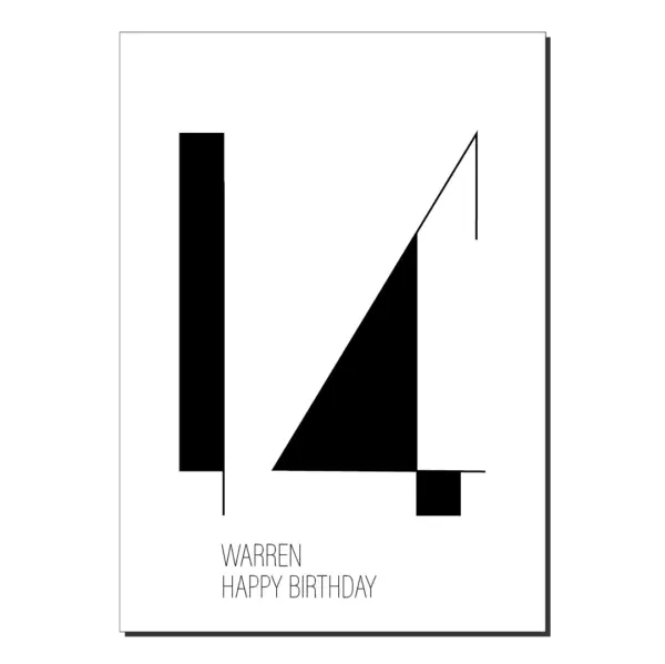 14th birthday card minimalist with name bb074