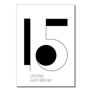 15th birthday card minimalist name bb075