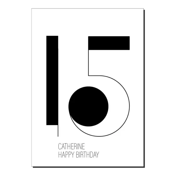 15th birthday card minimalist name bb075