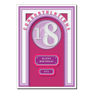 18th birthday card for girl pink door bth075