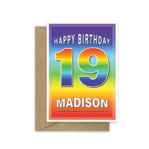 19th birthday card rainbow bb0057