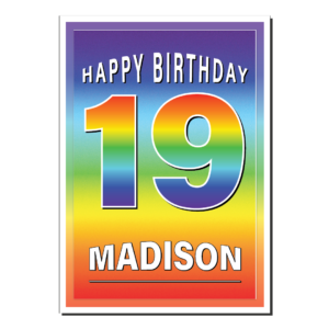 19th birthday card rainbow bb0057