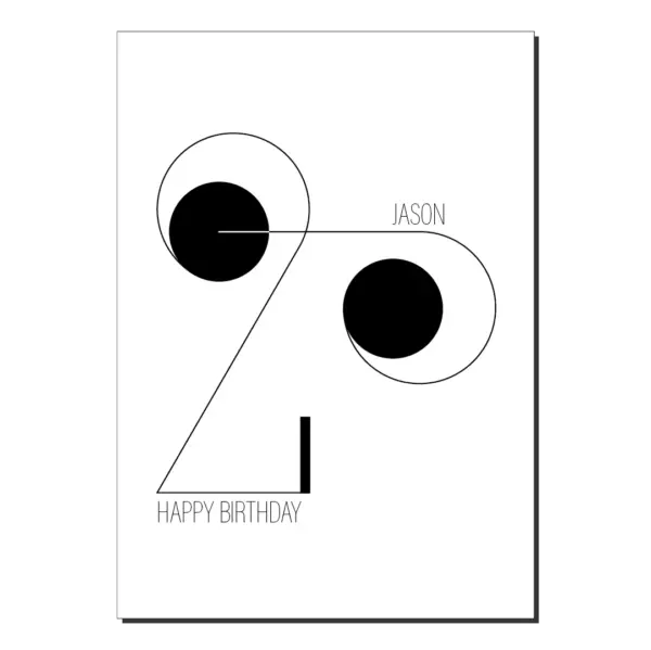 20th birthday card minimalist bb035