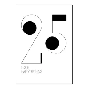 25th birthday card minimalist bb038