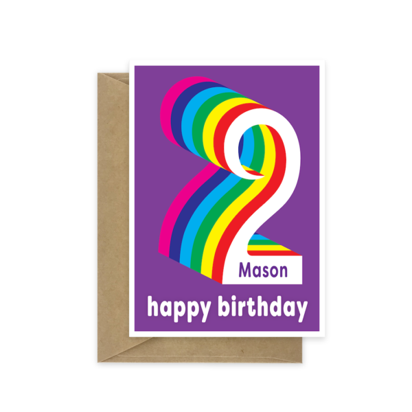 2nd birthday card - Rainbow Name