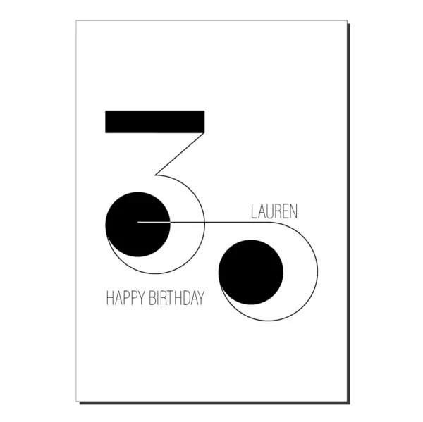 30th birthday card minimalist bb039