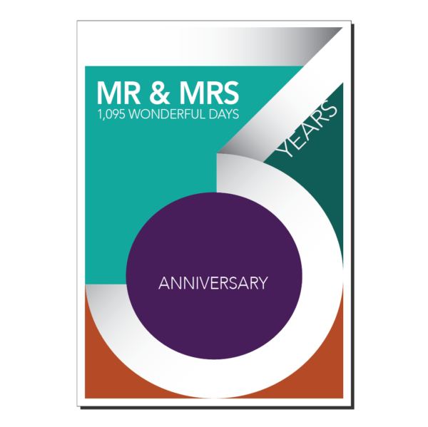 3rd wedding anniversary card 3 years ann020