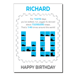 40th birthday card steps blue bb052