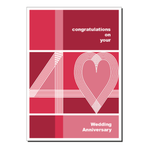 40th wedding anniversary card ruby heart ann007