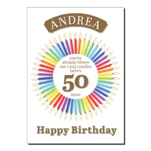 50th birthday card candles circle bb058