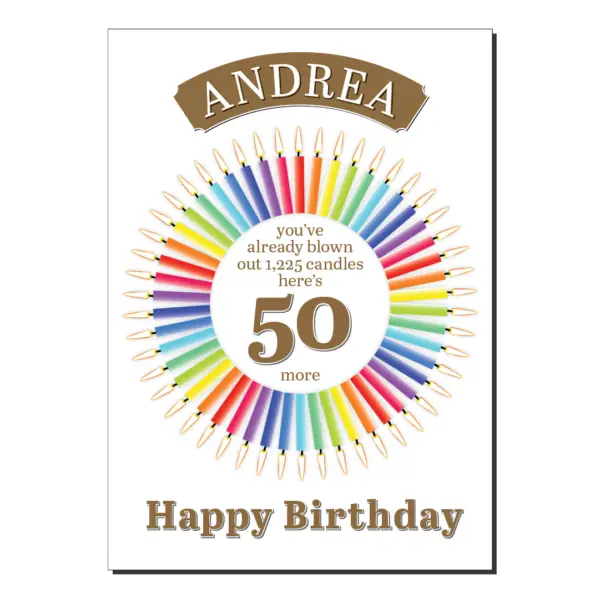 50th birthday card candles circle bb058