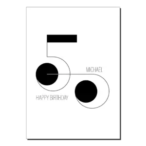 50th birthday card minimalist bb041