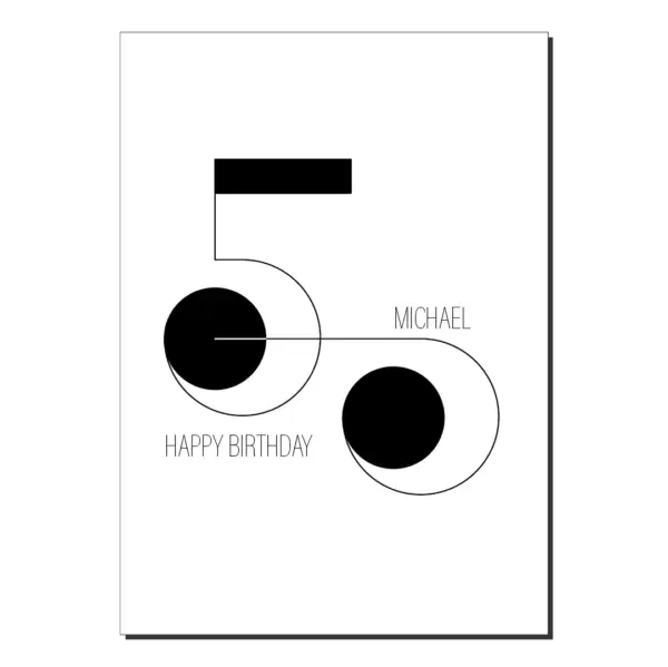 50th birthday card minimalist bb041