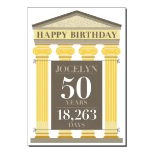 50th birthday card roman architecture name bb091