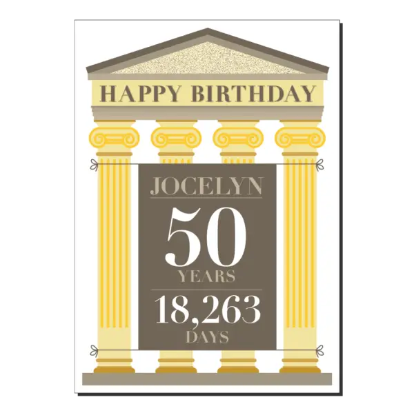 50th birthday card roman architecture name bb091