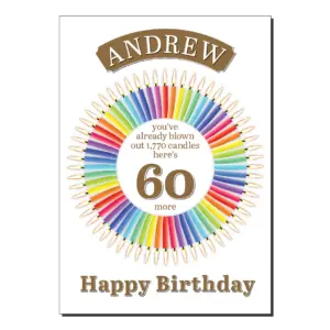 60th birthday card candles circle bb059