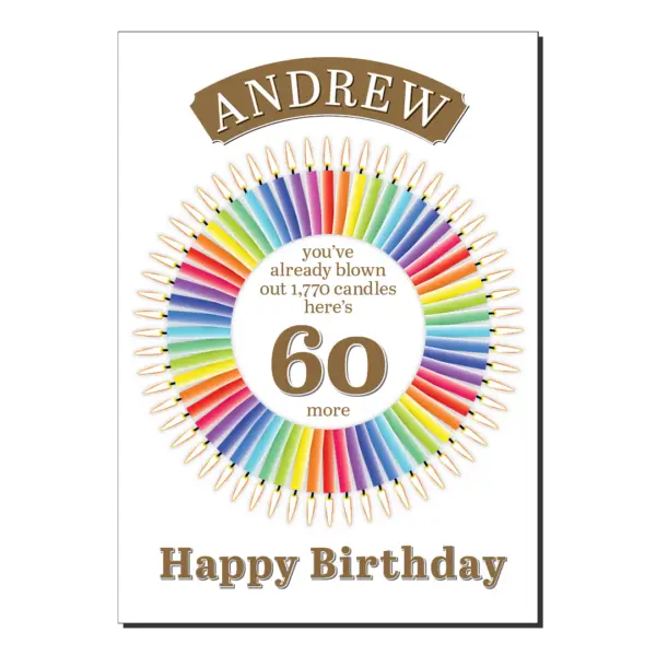 60th birthday card candles circle bb059