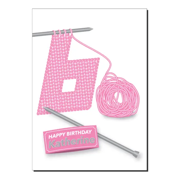 60th birthday card knitting name bb093