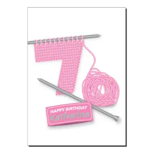 70th birthday card knitting name bb092