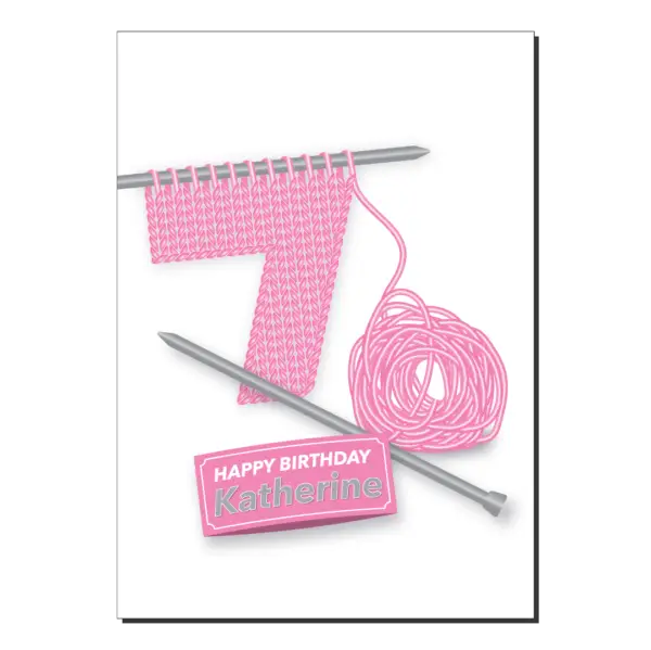 70th birthday card knitting name bb092