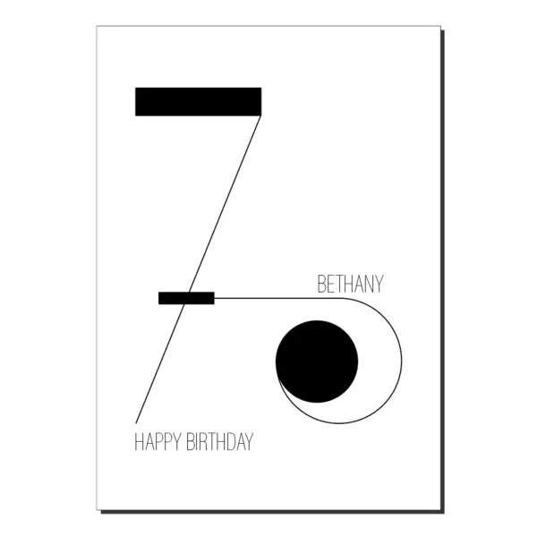 70th birthday card minimalist bb043