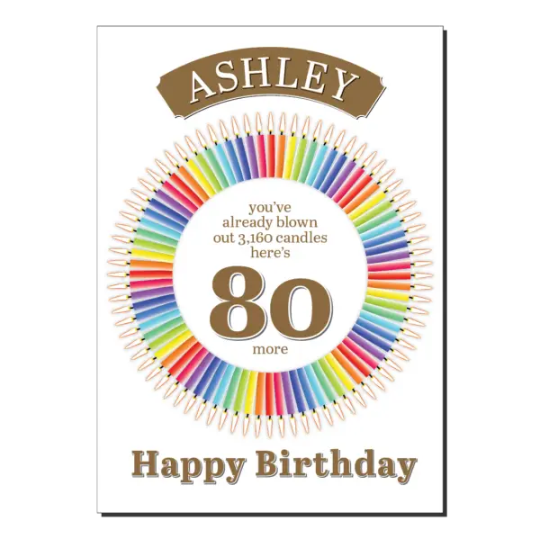 80th birthday card 80 candles bb061