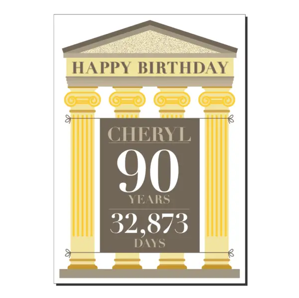 90th birthday card roman architecture name bb082