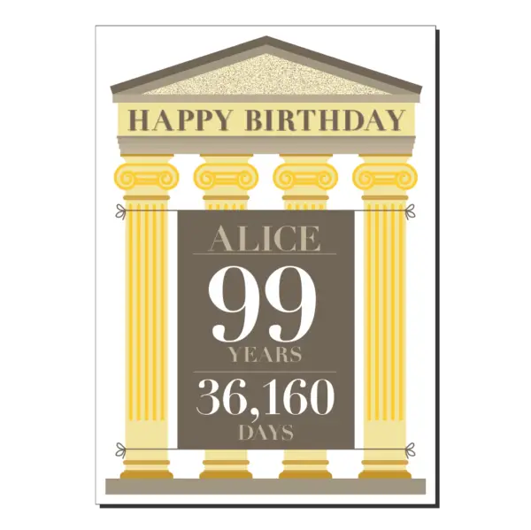 99th birthday card roman architecture name bb083