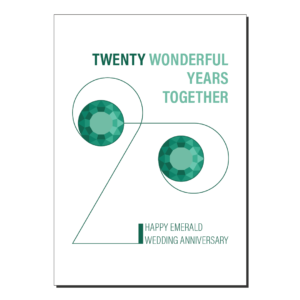 Emerald 20th wedding anniversary card ann032