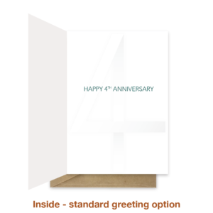 Standard greeting inside 4th wedding anniversary card ann021