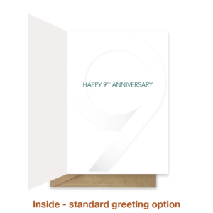 Standard greeting inside 9th wedding anniversary card ann028