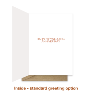 Standard greeting inside 10th wedding anniversary card ann039