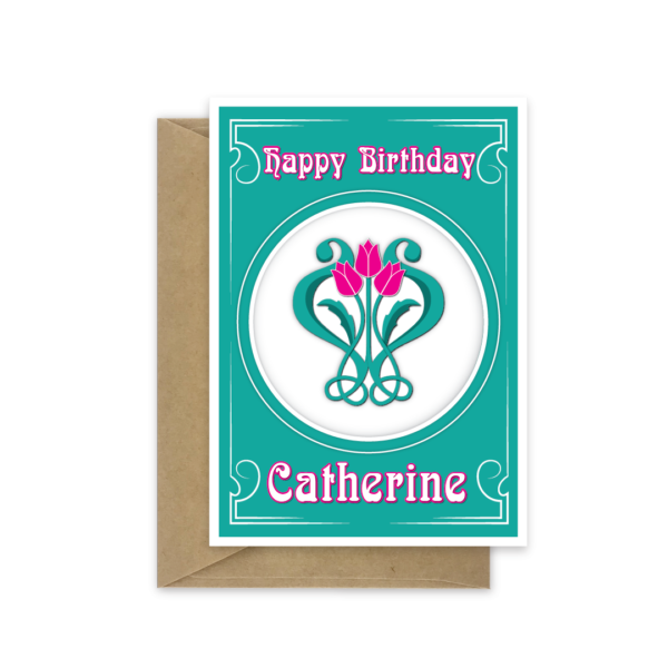 art nouveau birthday card for her bb0001