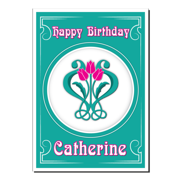 art nouveau birthday card for her bb0001