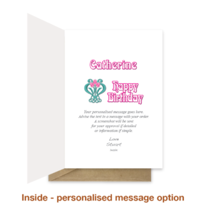 Personalised message inside birthday card bb0001