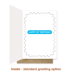 Standard greeting inside 30th birthday card bb050