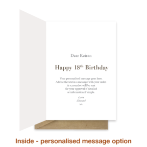 Personalised message inside 18th birthday card bb070