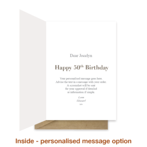 Personalised message inside 50th birthday card bb091