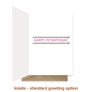 Standard greeting inside 70th birthday card