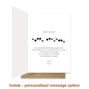 Personalised message inside music notes happy birthday card bb099