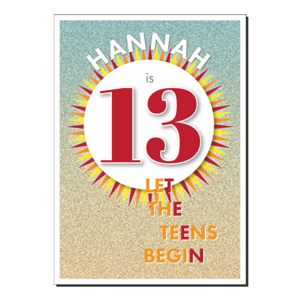 13th birthday card let the teens begin round bth226