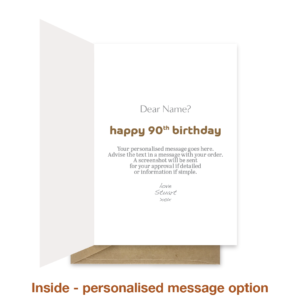 Personalised message inside 90th birthday card bth276