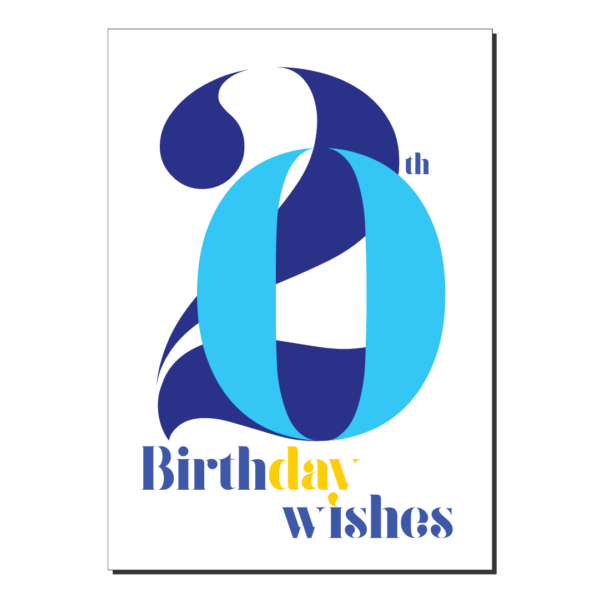 20th birthday wishes card blue bth288