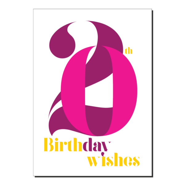 20th birthday wishes card pink bth298